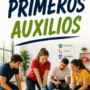 Alumnos realizando prácticas de primeros auxilios y RCP sobre un maniquí durante un curso de atención a emergencias.